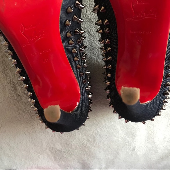 Christian Louboutin Pigalle Studded Denim Pumps - Picture 5 of 16